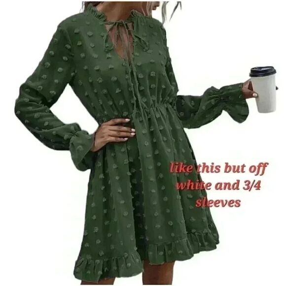 Tacera Women's Off White Swiss Dot Lined Dress - Picture 2 of 5